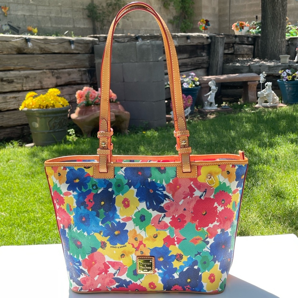Dooney And Bourke WaterColor Floral Printed Tote Purse